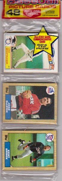 1987 Topps Baseball 49 Card Rack Pack w/ Lou Whitaker On Front