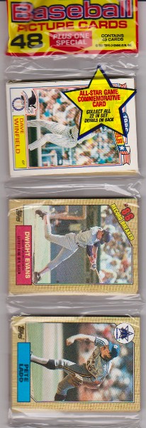 1987 Topps Baseball 49 Card Rack Pack w/ Dave Winfield On Front