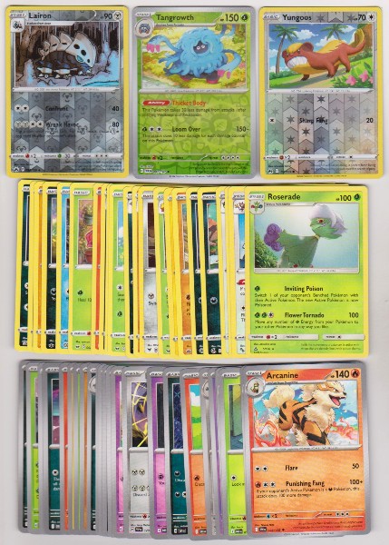 50 Different Pokemon Trading Cards w/ 3 REVERSE HOLOS + More