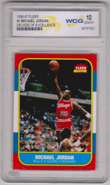 Graded Gem Mint 10 - Michael Jordan 1996-97 Fleer Decade Of Excellence #4 Insert Card