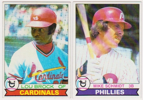 1979 Topps Lou Brock #665 + Mike Schmidt #610 Card Pair - HOF'ers