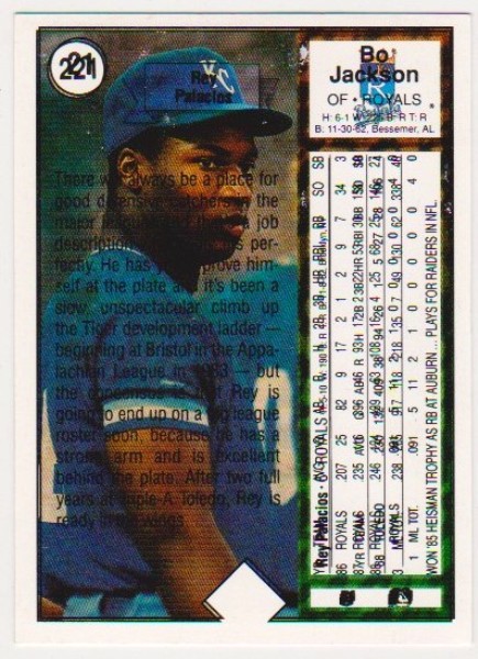 Error - 1989 Upper Deck Bo Jackson Double Back Error