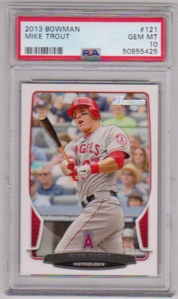 Graded PSA Gem Mint 10 - Mike Trout 2013 Bowman #121 Card