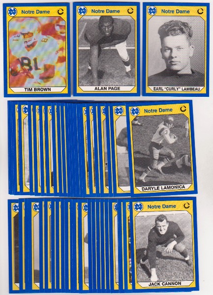 50 Different 1990 Notre Dame Collegiate Collection Cards w/ Tim Brown + More
