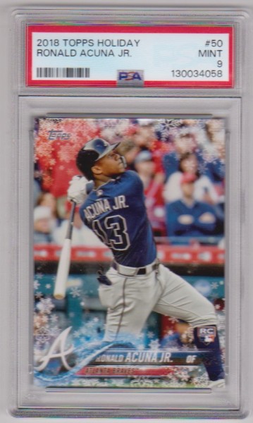 Rookie Graded PSA Mint 9 - Ronald Acuna, Jr. 2018 Topps Holiday #50 Card