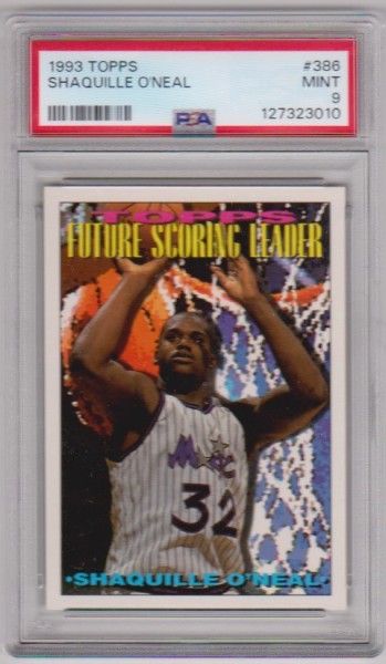 Graded PSA Mint 9 - Shaquille O'Neal 1993-94 Topps #386 Card