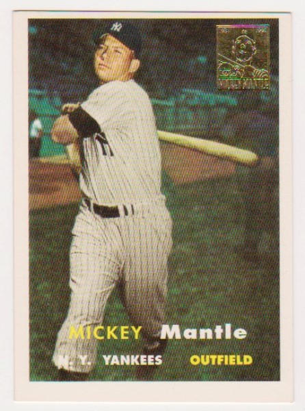 Mickey Mantle 1957 Topps #95 Commemorative Card - 1996 Topps #7 of 19 Insert Card