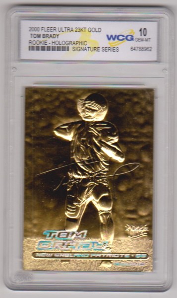 Rookie Graded Gem Mint 10 - Tom Brady 2000 Fleer Ultra Holographic 23 Kt Gold Card