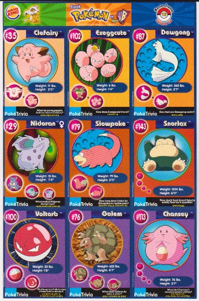 1999 Pokemon Master Trainer Collector Set Uncut 9 Card Sheet #16