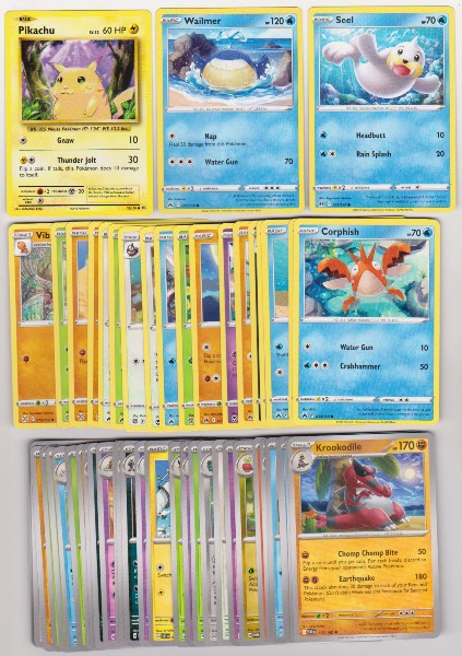 50 Different Pokemon Trading Cards w/ Pikachu + More
