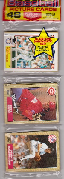 1987 Topps Baseball 49 Card Rack Pack w/ Pete Rose On Front