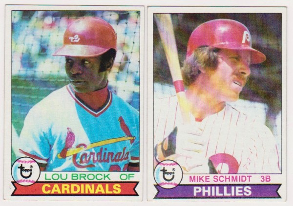 1979 Topps Lou Brock #665 + Mike Schmidt #610 Card Pair - HOF'ers