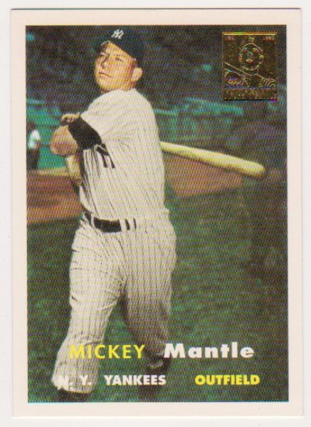 Mickey Mantle 1957 Topps #95 Commemorative Card - 1996 Topps #7 of 19 Insert Card