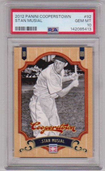Graded PSA Gem Mint 10 - Stan Musial 2012 Panini Cooperstown #92 Card