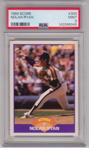 Graded PSA Mint 9 - Nolan Ryan 1989 Score #300 Card