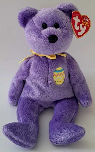 2002 Ty Beanie Baby Eggs III The Purple Easter Bear - With Original Tags