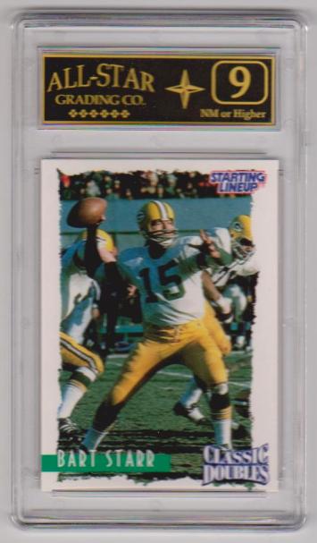 Graded 9 - Bart Starr 1997 Starting Line Up Classic Doubles Card