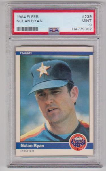 Graded PSA Mint 9 - Nolan Ryan 1984 Fleer #239 Card