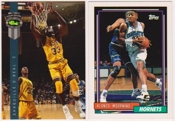 Rookies - Shaquille O'Neal 1992 Classic 4-Sport C3 #PR1 Promo + Alonzo Mourning 1992-93 Topps #393 Cards