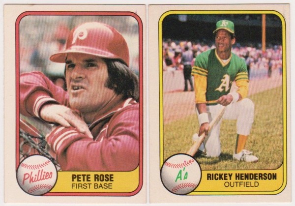 1981 Fleer Pete Rose #1 + Rickey Henderson #574 Card Pair