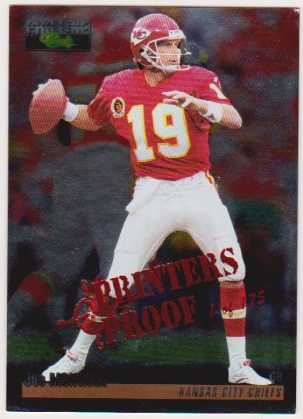 1 Of 175 Produced - Joe Montana 1995 Pro Line Silver Printers Proof #12 Insert Card