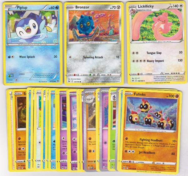 25 Different Pokemon Trading Cards w/ Piplup + More
