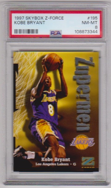 Graded PSA NM-MT 8 - Kobe Bryant 1997 Skybox Z-Force #195 Card