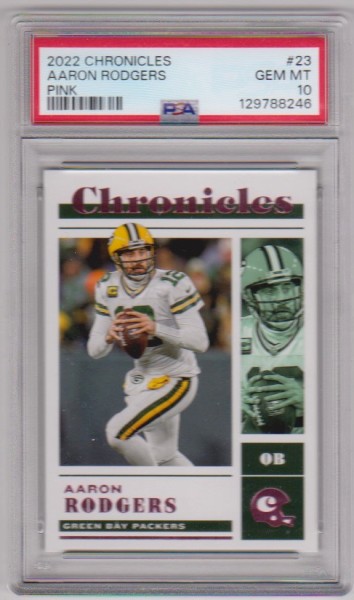 Graded PSA Gem Mint 10 - Aaron Rodgers 2022 Panini Chronicles Pink Parallel #23 Card