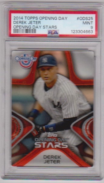 Graded PSA Mint 9 - Derek Jeter 2014 Topps Opening Day Opening Day Stars #ODS-25 Insert Card