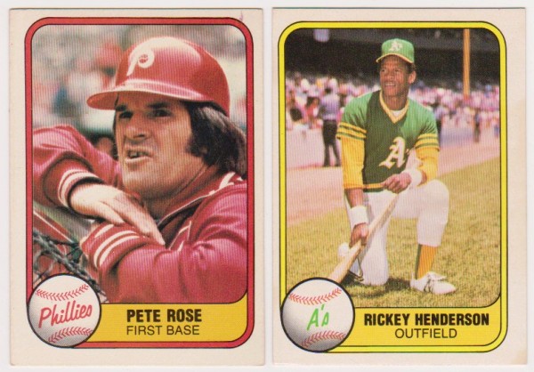 1981 Fleer Pete Rose #1 + Rickey Henderson #574 Card Pair