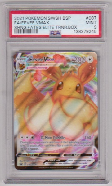 Graded PSA Mint 9 - Eevee VMAX 2021 Pokemon Sword & Shield Black Star Promo #SWSH087 Card