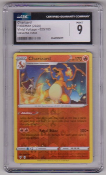 Graded CGC Mint 9 - Charizard 2020 Pokemon Vivid Voltage Reverse Holo #025/185 Card