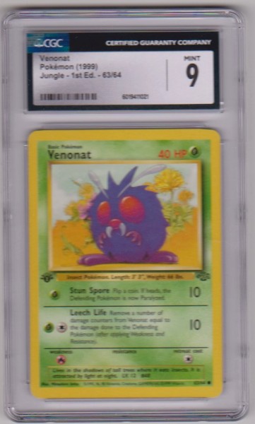 Graded CGC Mint 9 - Venonat 1999 Pokemon Jungle #63/64 Card
