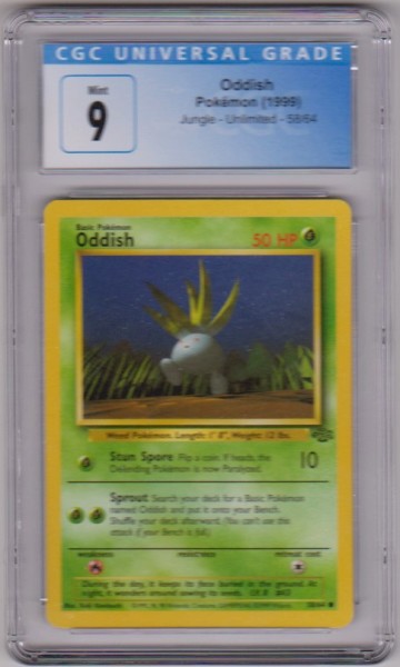 Graded CGC Mint 9 - Oddish 1999 Pokemon Jungle #58/64 Card