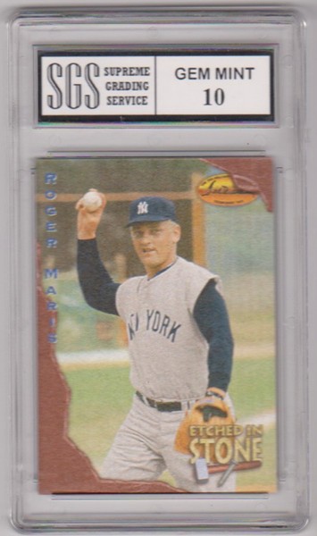 Graded Gem Mint 10 - Roger Maris 1994 Ted Williams Co. Etched In Stone #ES7 Insert Card