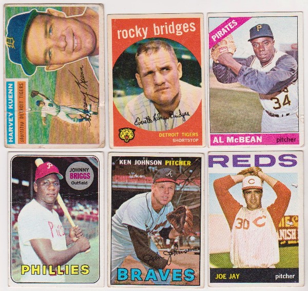 6 Different 1950's/1960's Topps Baseball Cards w/ Harvey Kuenn + More