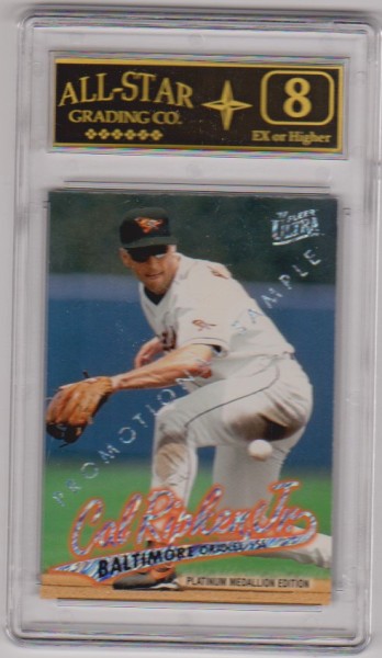 Graded 8 - Cal Ripken Jr. 1997 Fleer Ultra Platinum Medallion Edition Promotional Sample #P11 Card