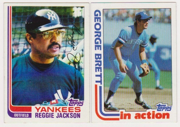 1982 Topps Reggie Jackson #300 + George Brett #201 Card Pair 