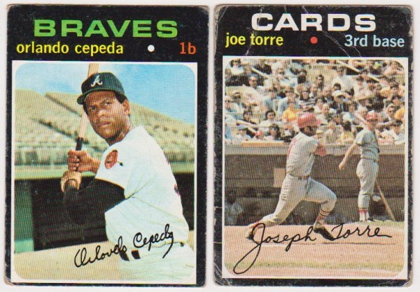 1971 Topps Orlando Cepeda #605 + Joe Torre #370 Card Pair 