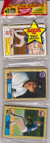 1987 Topps Baseball 49 Card Rack Pack w/ Nolan Ryan On Front