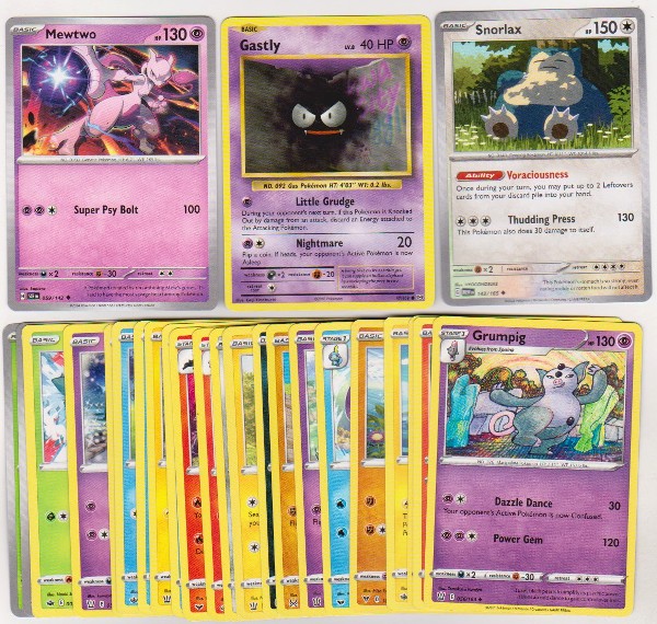25 Different Pokemon Trading Cards w/ Mewtwo + More