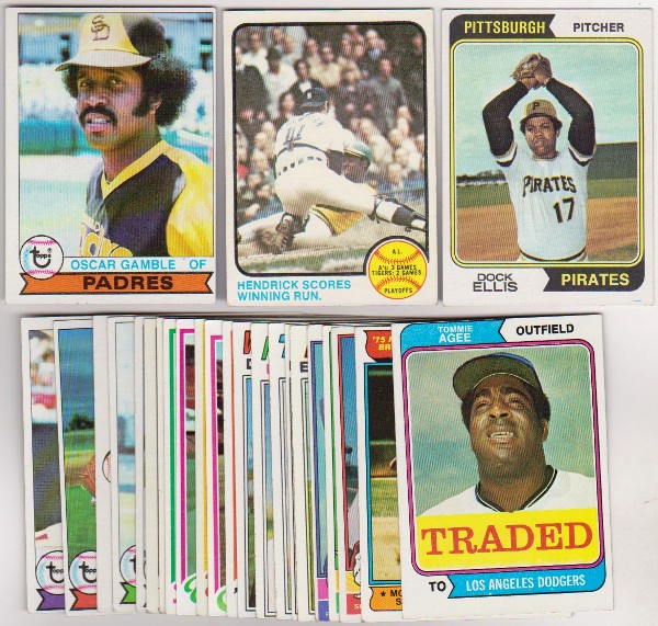 25 Different 1970's Topps Baseball Cards (1973-1979) w/ Oscar Gamble + More