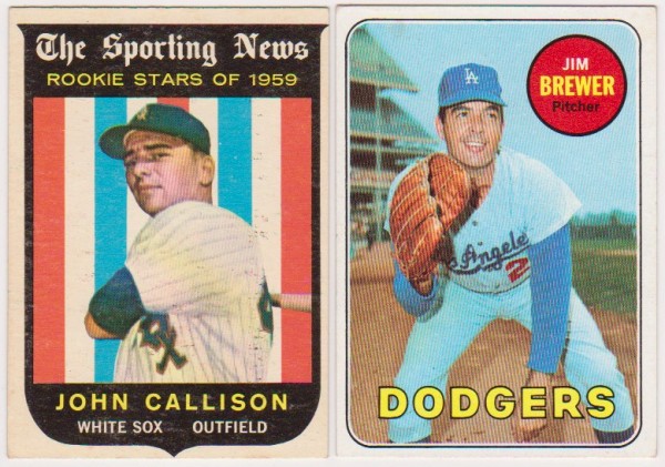 1959 Topps John Callison Rookie #119 + 1969 Topps Jim Brewer #241 Card Pair
