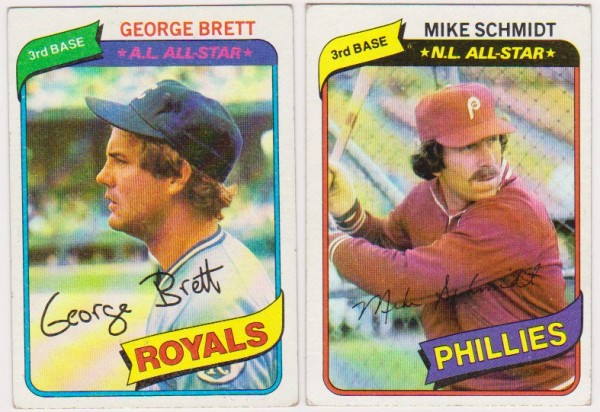 1980 Topps George Brett #450 + Mike Schmidt #270 Card Pair