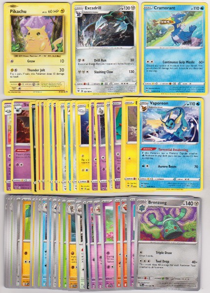 50 Different Pokemon Trading Cards w/ Pikachu + More