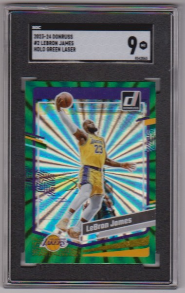 Graded SGC Mint 9 - Lebron James 2023-24 Donruss Holo Green Laser #2 Card