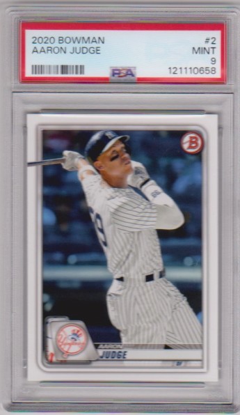 Graded PSA Mint 9 - Aaron Judge 2020 Bowman #2 Card