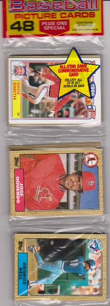  1987 Topps Baseball 49 Card Rack Pack w/ Ozzie Smith On Front