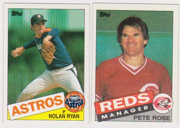 1985 Topps Nolan Ryan #760 + Pete Rose #547 Card Pair