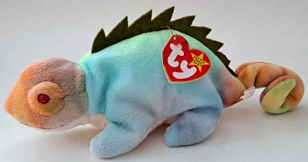 1997 Ty Beanie Baby Rainbow The Chameleon - With Iggy Error Tags